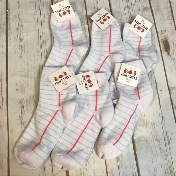 🦩 Notebook Paper Socks Set of 6 Teacher Present gift professor fun socks - Picture 5 of 5